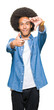 © Krakenimages.com - Young african american man with afro hair smiling making frame with hands and fingers with happy face. Creativity and photography concept.