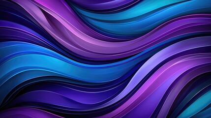 Aufkleber - Dynamic wave patterns in vibrant purple and blue color palette abstract digital art studio environment artistic viewpoint