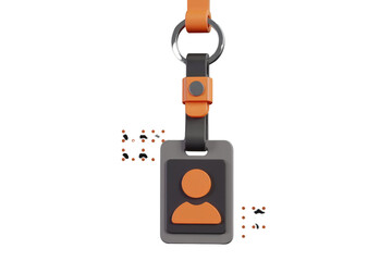 Poster - 3D render of an orange and gray ID card with a lanyard. background removed