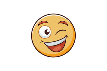 Wall Mural - cartoon winking emoji with a playful smile and cheerful expression, perfect for digital designs, sti