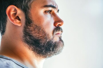 Sticker - Portrait of a bearded man from a close angle, suitable for use in editorial or advertising content