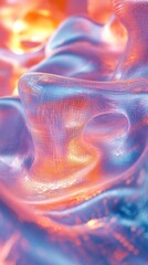 Aufkleber - Abstract Digital Waves and Grid in Soft Pastel Tones Symbolizing Harmonious Online Interactions