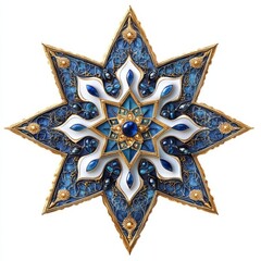 Wall Mural - Decorative star ornament with Islamic motifs isolated on white 