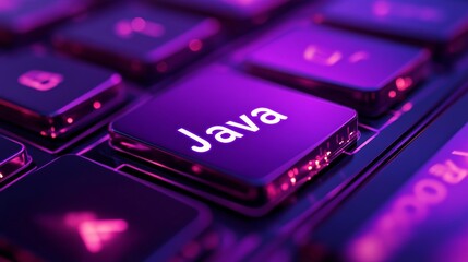 Java isolated on purple keyboard button abstract illustration