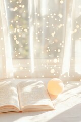 Poster - Celestial Glow in a Serene Study Room with Open Book and Orb