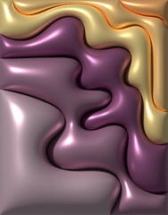 Poster - Multicolored wavy inflated figures with smooth shiny surface, 3D rendering illustration
