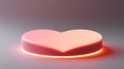Poster - A minimalist 3D podium with a subtle pink glow, perfect for Valentine's Day, isolated on white 