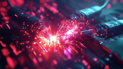 Poster - Sparks fly as connectors interact with advanced technology during a digital innovation showcase