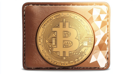 Poster - hologram bitcoin wallet. bitcoin wallet made of polygons, triangles, dots, and lines. low-poly bitco