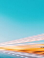 Poster - Futuristic Light Trails on Minimalist Road at Dusk A Vision of Modern Transportation