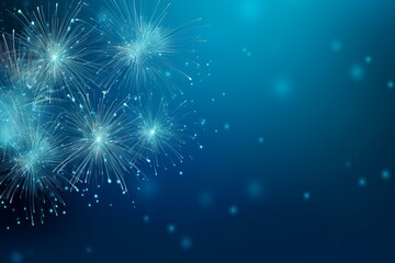 Poster - bright white fireworks exploding against a dark blue night sky, creating a festive and celebratory a