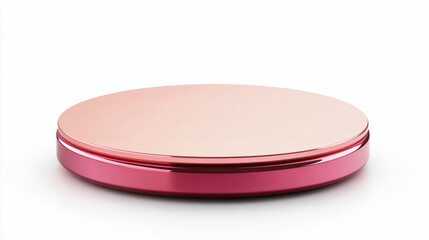 Poster - Empty 3D podium with a sleek, minimalistic design and soft red and pink hues, isolated on white 