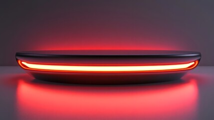 Poster - Empty 3D podium with a sleek modern design, illuminated by a soft red light, isolated on white 