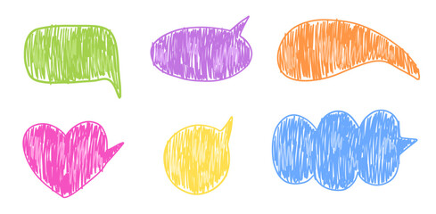 Leinwandbilder - Set of speech bubble in childlike style with crayon texture