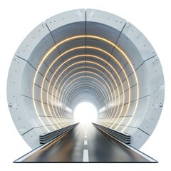 Poster - Empty asphalt road going through illuminated tunnel with glowing neon lights leading to bright light