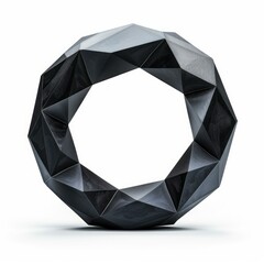 Poster - Black geometric shape forming a circle, with a modern and abstract design