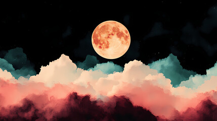 moon clouds illuminate full above sky