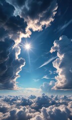 Wall Mural - Deep azure sky, dramatic cloud formations Stunning, vibrant celestial scene , clear, celestial