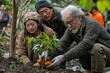 © Ryzhkov - Community Tree Planting Multicultural Harmony and Environmental Action in a Serene Outdoor Setting