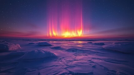 Wall Mural - Arctic Aurora Sunset Over Icy Plains