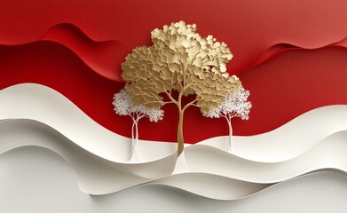 Wall Mural - a concrete wall adorned with volumetric stucco molding, showcasing an abstract background of white a