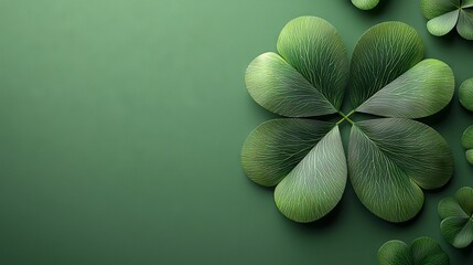 Poster - Stock  A green background featuring St Patrick's Day clover leaves