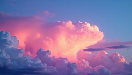 Wall Mural - Pink and blue sunrise, cloudscapes paint a vibrant early morning sky, dreamy, calm