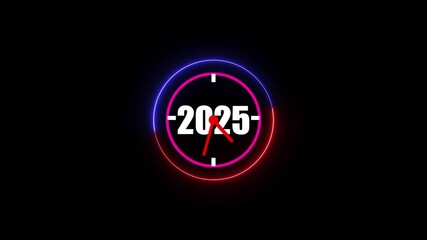 Poster - 2025 Animation on a Wall Clock Displaying the Year as Time Passes by in a Dynamic Visual.