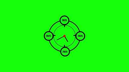 Poster - Clock Face Displaying the New Year 2025, Marking a Fresh Start with Time and Celebration.