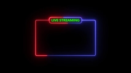 Poster - Live Streaming Neon Text with Frame Animation, Showcasing Game Streams in 4K with a Bold Neon Title Effect.