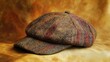 © Boonnam Burart - A classic tweed cap, resting on a gradient olive-to-gold background.