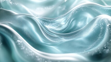 Poster - Shimmering waves of translucent fabric reflect light in a serene blue color, creating a peaceful ambiance. Generative AI