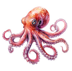 an octopus in red ink on a white background