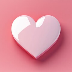 Poster - Minimalistic Heart Shape Card on Soft Pink Background with 3D Perspective and Gentle Shadows