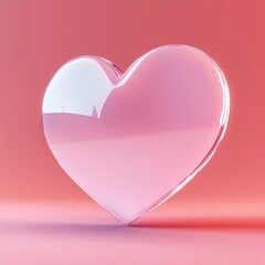 Poster - Minimalistic Heart Shape Card on Soft Pink Background with Gentle Shadows in Modern Design