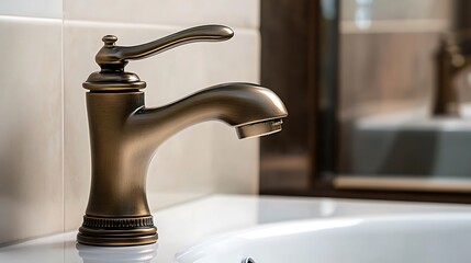 Elegant Bronze Bathroom Faucet: A Close-Up View