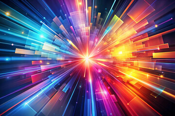 Poster - Abstract vibrant light burst, radiating energy and speed.