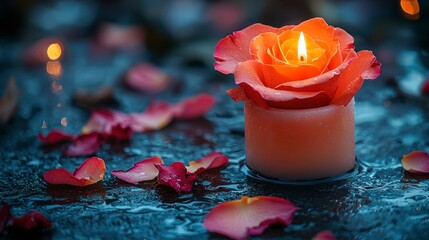 Sticker - Rose candle, petals.