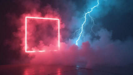 Wall Mural - abstract orange and blue neon background. generative ai.