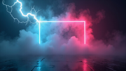 Wall Mural - abstract orange and blue neon background. generative ai.
