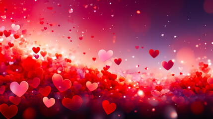 Leinwandbilder - Colorful hearts fill the background, creating a vibrant atmosphere perfect for celebrations of love and affection