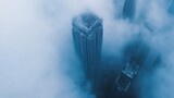 Skycraper Emerging from the Clouds: An Aerial View
