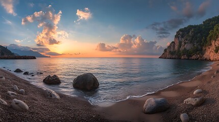 Wall Mural - Serene Sunrise over the Mediterranean Sea