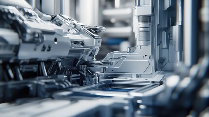 Poster - A close-up shot of a machine tool and advanced engineering components, with room for text.