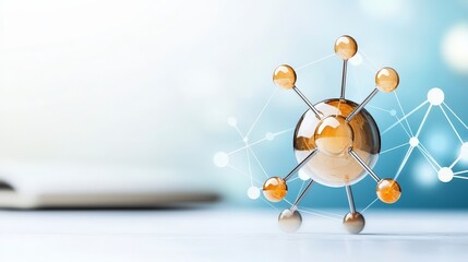 Poster - Modern Molecular Structure Illustration with Abstract Background and Scientific Concept Representation