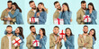 © Prostock-studio - A cheerful couple shares special moments on Valentine's Day. They exchange gifts, displaying affection and joy while celebrating their love.