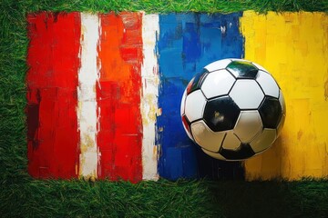 Football Match: France vs Belgium Euro 2025 Knockout Game on Green Grass with National Flags and Excitement