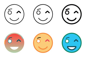 Wall Mural - collection of winking face emoji designs in various styles and expressions, perfect for digital stic