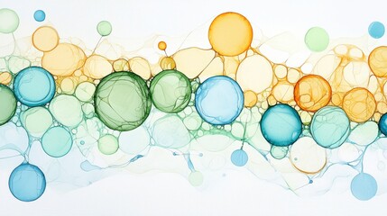 Poster - Abstract Colorful Bubbles Background in Orange, Green, and Blue Tones with Soft Fluid Design