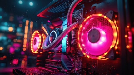 Poster - Vibrant Illuminated Computer Components Displayed